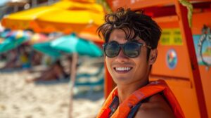 Trabalhador na praia