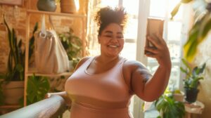 mulher tirando selfie