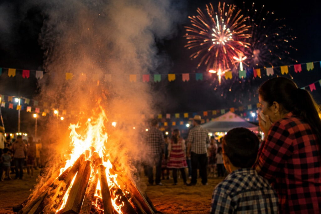 Festa junina ao redor da fogueira