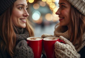caneca de chocolate quente no inverno