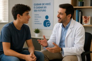 médico conversando com paciente