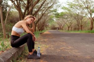 mulher cansada após corrida