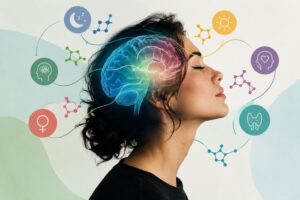 ilustração cerebro e hormonios