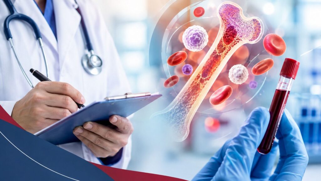 Imagem ilustrativa sobre hematologia, hemoterapia e transplante de medula óssea